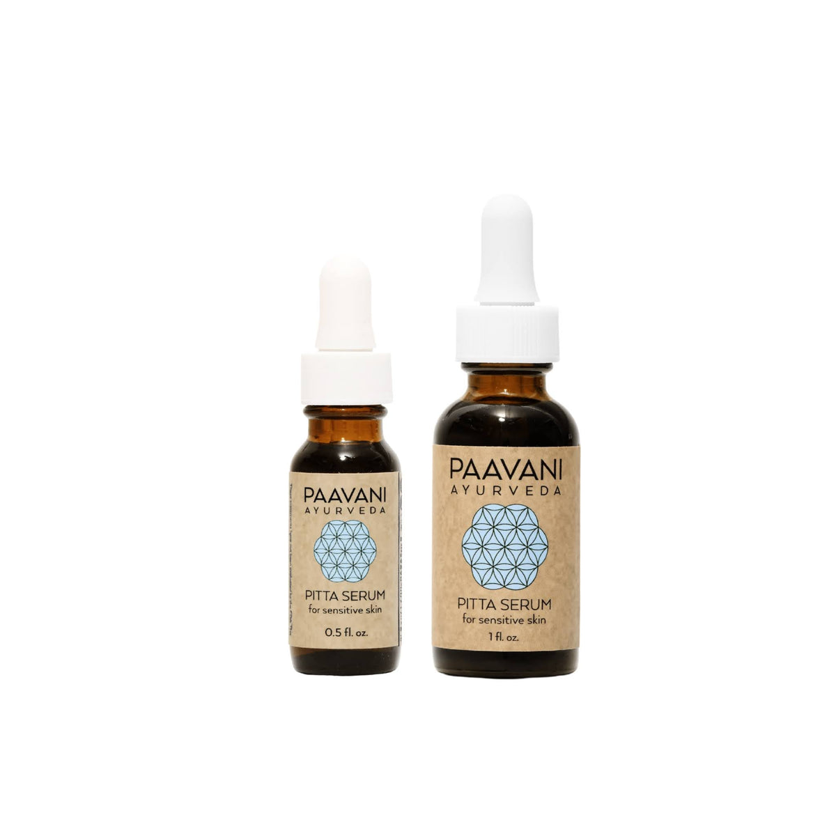 Pitta Serum Ayurvedic face oil for sensitive skin by Paavani Ayurveda, featuring a dropper bottle and natural ingredients.