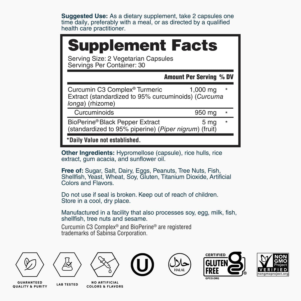 Nature's Lab Gold Turmeric Extract supplement capsules with curcumin and BioPerine, shown in a bottle on a white background.