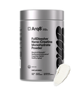 Container of Arq8™ Creatine Monohydrate Powder with scoop, showing the white powder inside, designed for muscle performance.