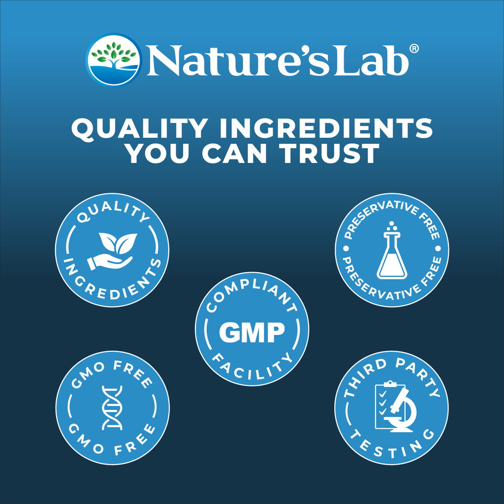 Nature's Lab Gold Turmeric Extract herbal supplement bottle with 60 capsules, featuring curcumin C3 and BioPerine.